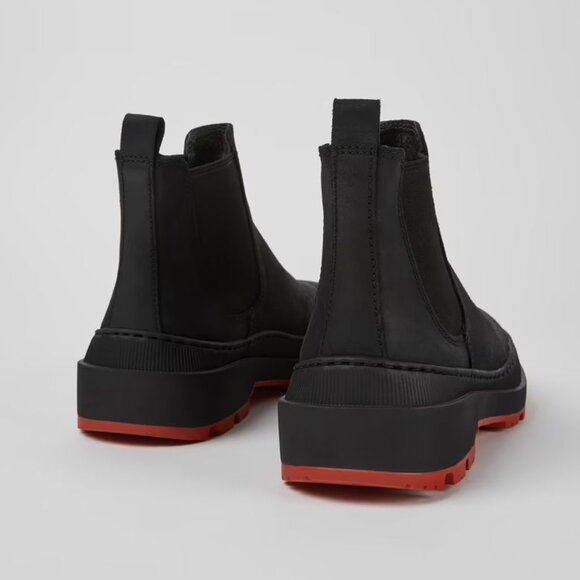 CAMPER Brutus Trek Ankle Chelsea Boots 35 5 Black Nubuck Red Michelin Sole NEW - Picture 5 of 15